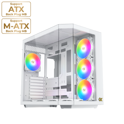 Xigmatek CUBI II Arctic Glass Mid Tower Case 7 fan ARGB PC Case