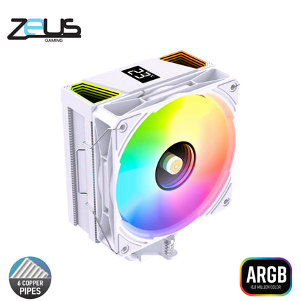Zeus ZC-600 Air Freeze LCD CPU Cooler ARGB (White)