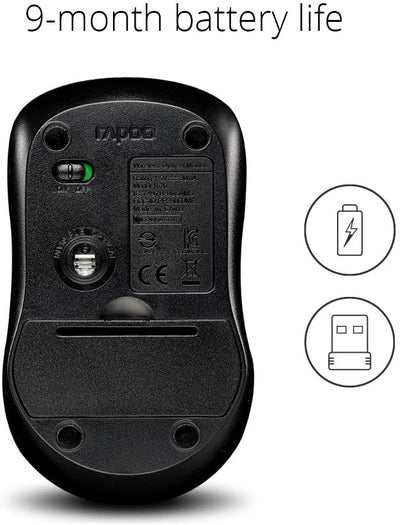 Rapoo 1620 Wireless Mouse - Black