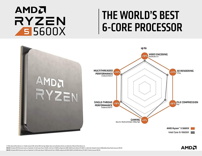 AMD Ryzen 5 5600X 6-Core 3.7 GHz Socket AM4 65W