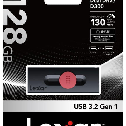 Lexar D300 JumpDrive Dual Drive USB 3.2 Type-C 128GB