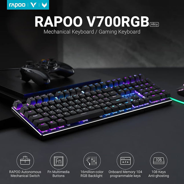 RAPOO VPRO V700RGB METAL BACKLIT MECHANICAL KEYBOARD SPACE GREY