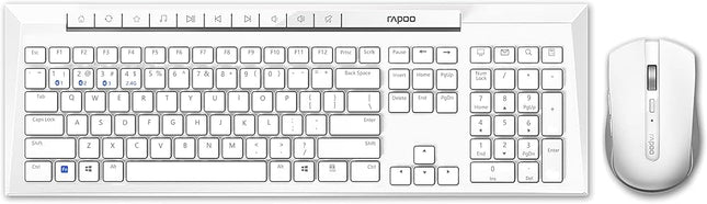 Rapoo 8210M Wireless/Bluetooth Keyboard & Mouse Combo (Arabic) - White