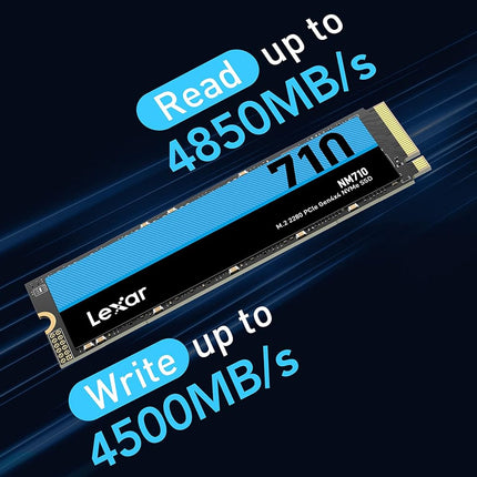 Lexar NM710 2TB SSD, M.2 2280 PCIe Gen4x4 NVMe Internal SSD, Up to 4850MB/s Read, 4500MB/s Write, Internal Solid State Drive for PC, Laptop, and Gamers (LNM710X002T-RNNNG)