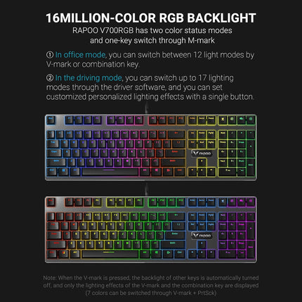 RAPOO VPRO V700RGB METAL BACKLIT MECHANICAL KEYBOARD SPACE GREY