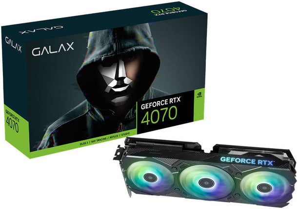 GALAX GeForce RTX 4070 EX Gamer Black Graphics Card, 12GB GDDR6X 192-bit Memory, 2535MHz Boost Clock, 5888 CUDA Cores, 504 GB/sec Memory Speed, PCI-E 4.0, DPt 1.4a x 3, HDMI 2.1a x 1