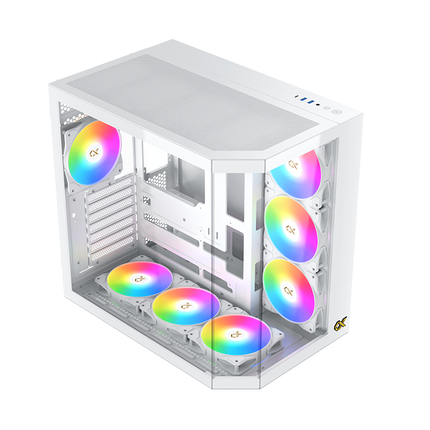 Xigmatek CUBI II Arctic Glass Mid Tower Case 7 fan ARGB PC Case