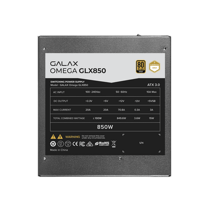 GALAX OMEGA GLX850 GOLD Fully Modular / 850W / ATX 3.0 / Cybenetics Gold PSU