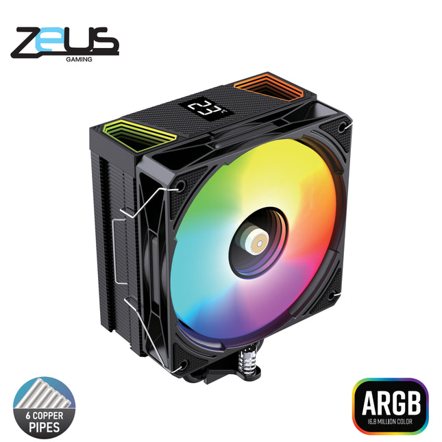 Zeus ZC-600 Air Freeze LCD CPU Cooler ARGB (Black)