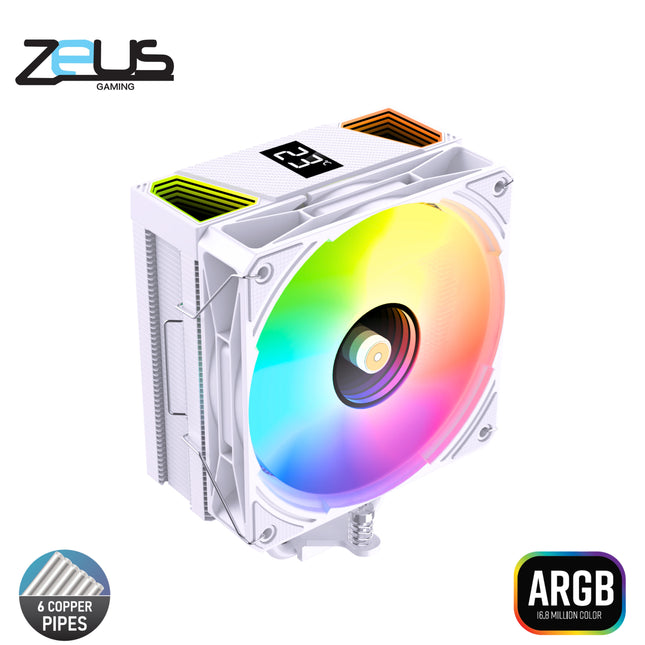 Zeus ZC-600 Air Freeze LCD CPU Cooler ARGB (White)