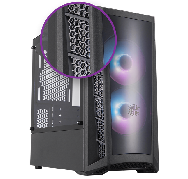 Cooler Master MasterBox MB320L ARGB Micro-ATX with Dual ARGB Fans, DarkMirror Front Panel, Mesh Front Intake Vents, Tempered Glass Side Panel & ARGB Lighting System