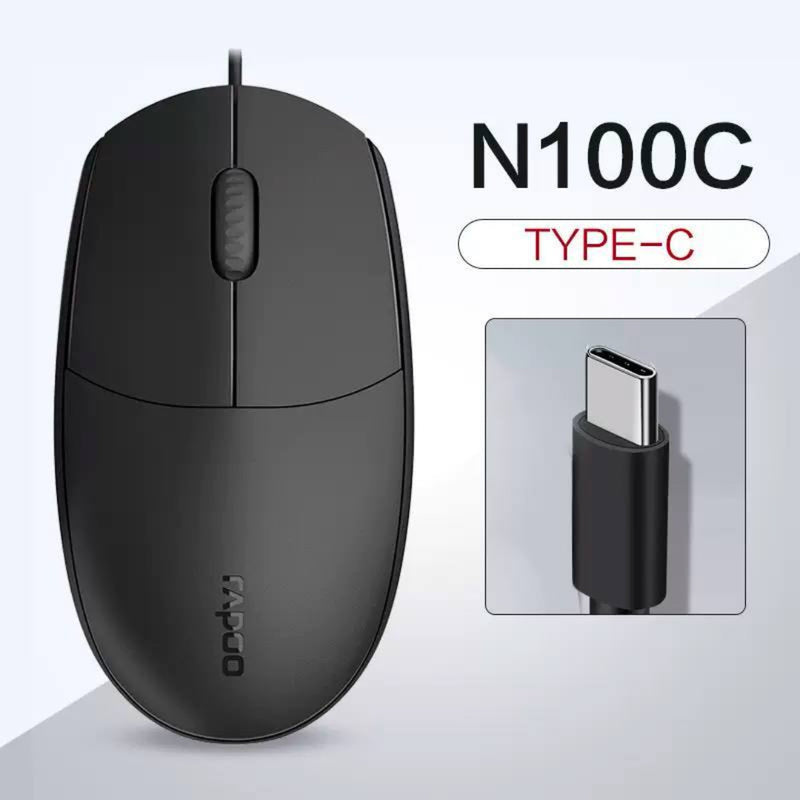 RAPOO N100C MOUSE WIRED USB TYPE C BLACK