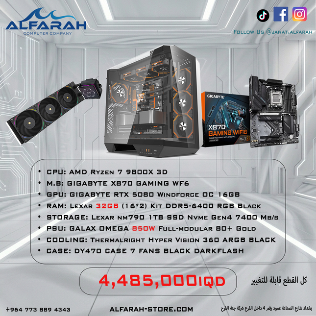 PC Build A10 , R7 9800X3D , RTX 5080 16GB , 32GB DDR5 RGB