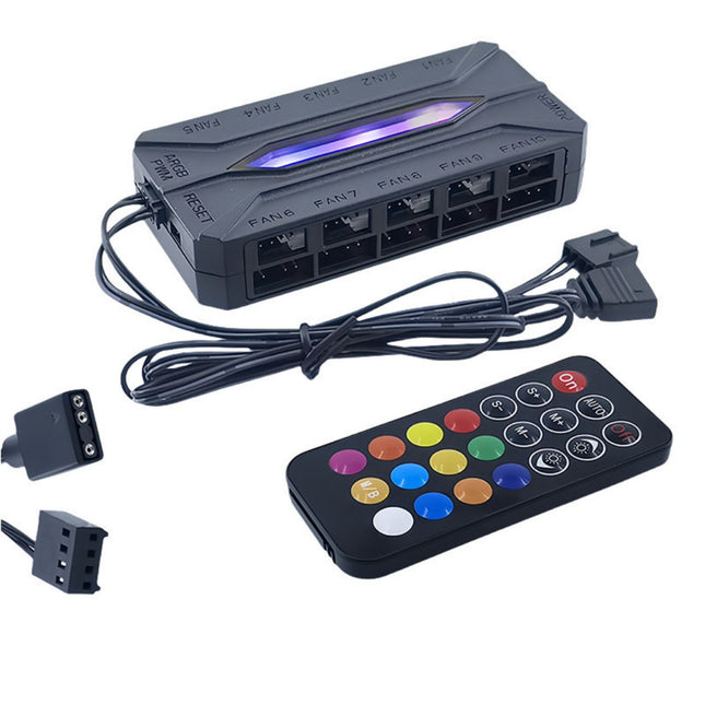 Zeus 5V ARGB Controller and remote set , black color (10 port)