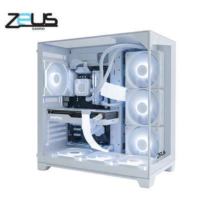 Zeus Z9 PRO GLASS PC CASE 4 FAN ARGB (WHITE)