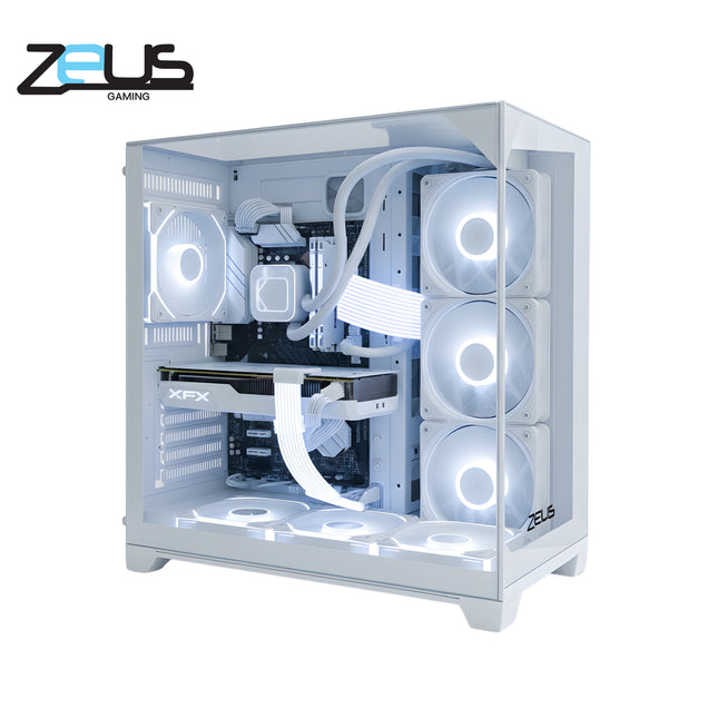 Zeus Z9 PRO GLASS PC CASE 4 FAN ARGB (WHITE)