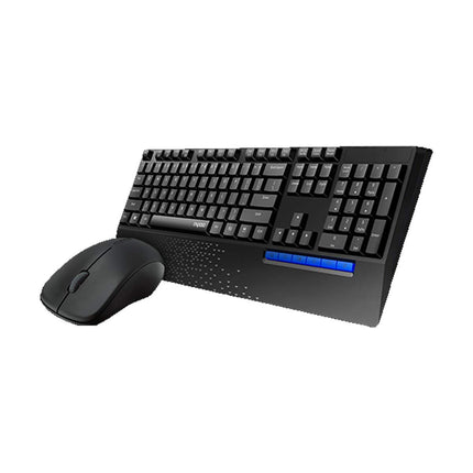 Rapoo X1960 Wireless Optical Mouse & Keyboard Spill Resistance Multimedia Hotkeys 1000DPI Black