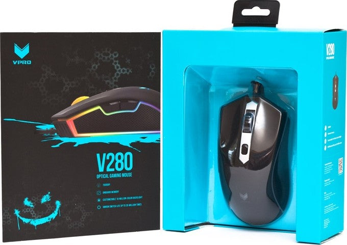 Rapoo V280 VPRO 7000 DPI RGB Wired Optical Gaming Mouse - Black