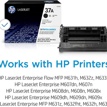 HP 37A Black Original LaserJet Toner Cartridge, CF237A