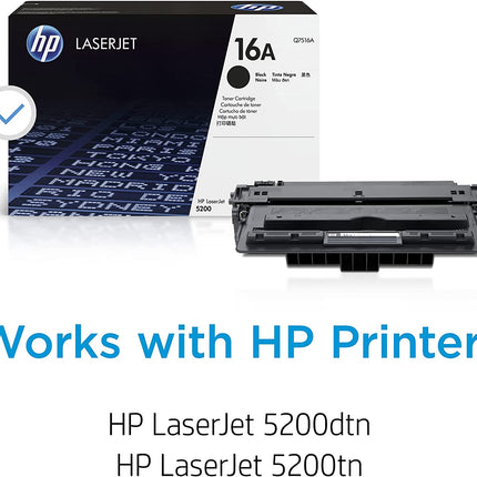 HP 16A Black Original LaserJet Toner Cartridge, Q7516A