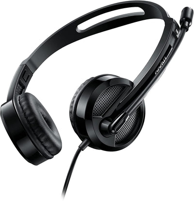 RAPOO H120 USB Wired Stereo Headset with Noise Reduction Microphone, Volume Control For PC/Mac/Laptop - Black (17736)