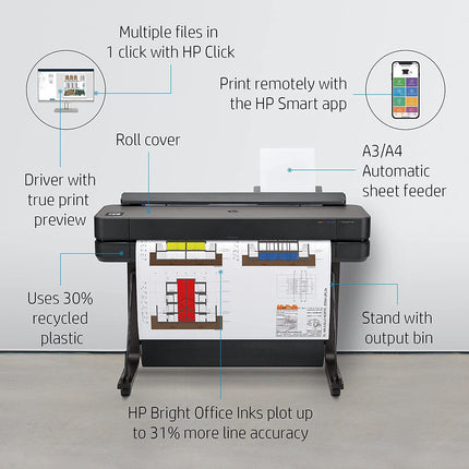 HP DesignJet T630 Large Format Plotter Printer 24in up to A1 (5HB09A)