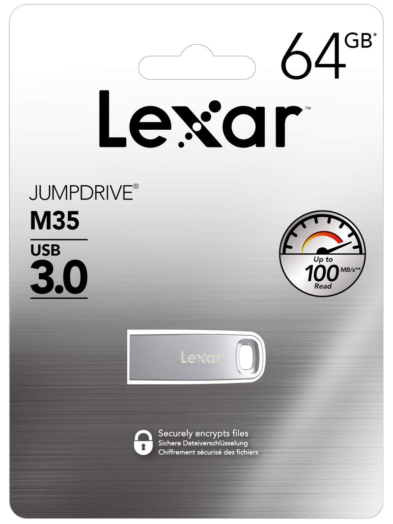Lexar JumpDrive M35 Metal USB 3.0 Flash Drive 100MB/s, 64GB Capacity