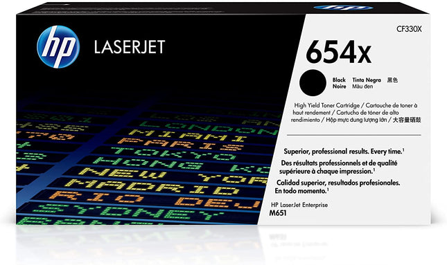 HP 654X (CF330X) Black High Yield Original LaserJet Toner Cartridge