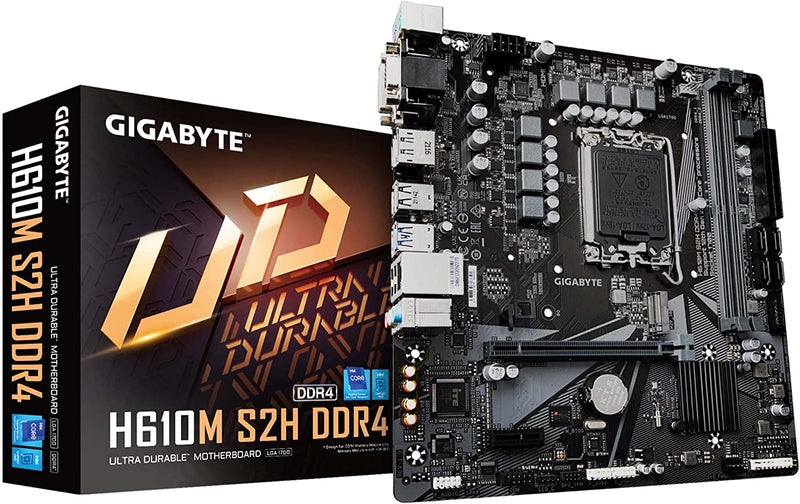 GIGABYTE H610M S2H DDR4 (H610/ Intel LGA 1700/ Micro ATX/ DDR4/ Single M.2/ PCIe 4.0/ USB 3.2 Gen1/ Realtek GbE LAN/Motherboard)