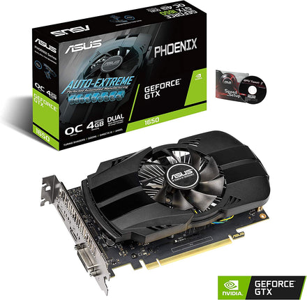 ASUS GeForce GTX 1650 4GB Phoenix Fan Overclocked Edition HDMI DP DVI Graphics Card