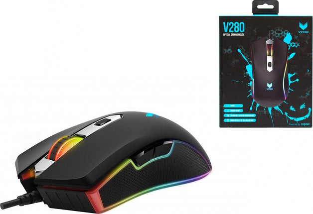 Rapoo V280 VPRO 7000 DPI RGB Wired Optical Gaming Mouse - Black