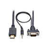Tripp-Lite HDMI to VGA + Audio Active Converter Cable, HDMI to Low-Profile HD15 + 3.5 mm (M/M), 1920 x 1200/1080p @ 60 Hz, 3 ft.