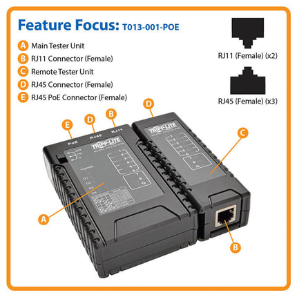 Tripp-Lite Network Cable Continuity Tester for Cat 5/Cat6/Cat6a, Phone, USB and Coax Cable Assemblies